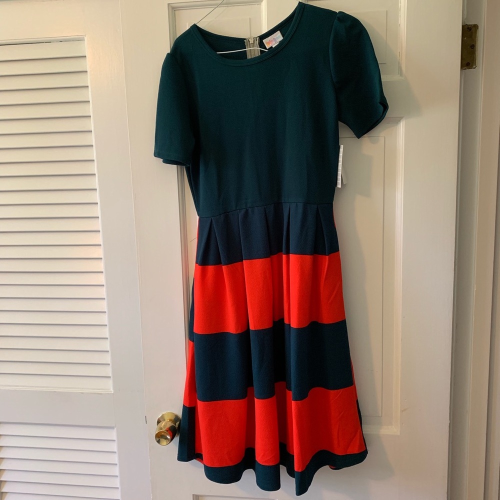 Lularoe Amelia dress red/forest green-Medium